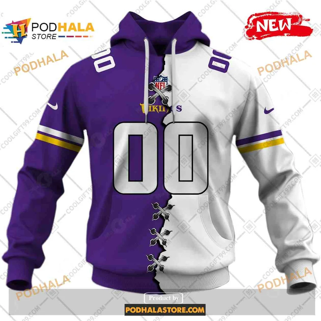 Dynamic Minnesota Vikings 3d Hoodie Featuring Viking Ship And Nfl Logo