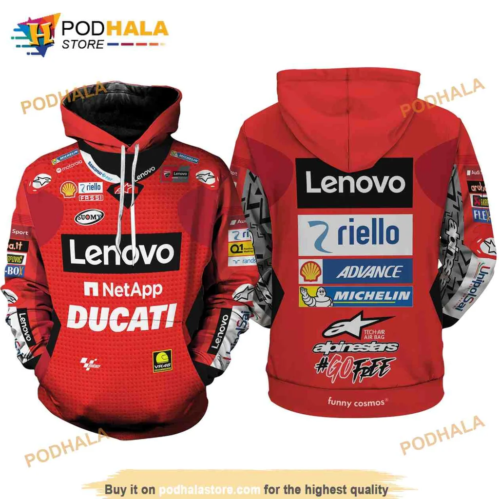 Dynamic Motogp Racing Theme 3d Hoodie With Bold Sponsor Logos