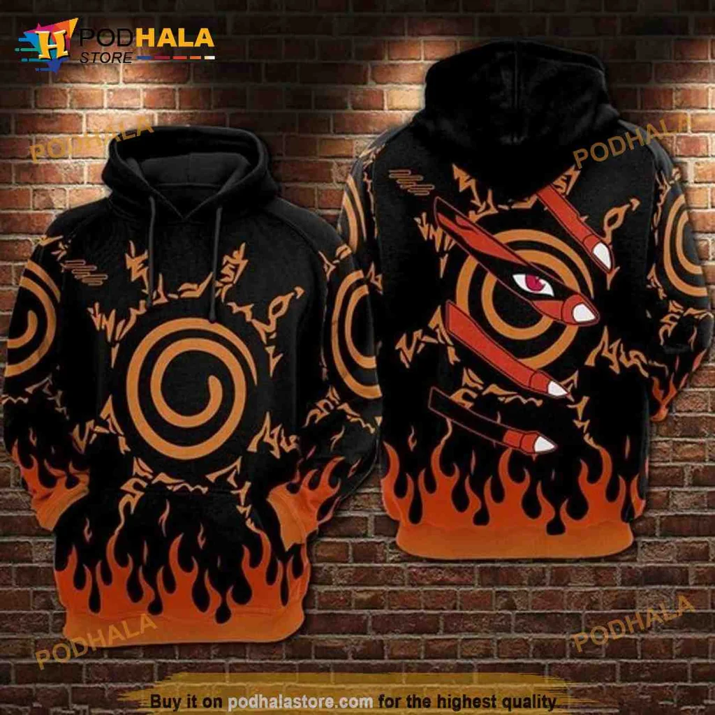 Dynamic Naruto Kunai 3d Hoodie Featuring Spiraled Design And Bold Colors