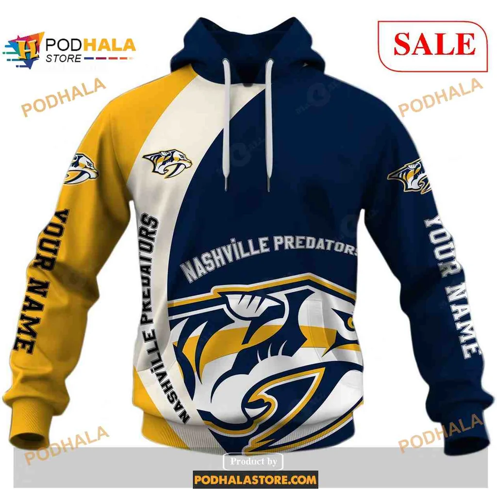 Dynamic Nashville Predators 3d Hoodie, Bold Team Colors And Logo Design
