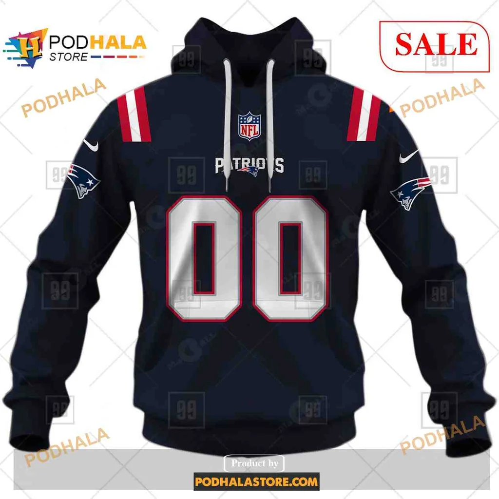 Dynamic New England Patriots 3d Hoodie With Bold Logo And Custom Number