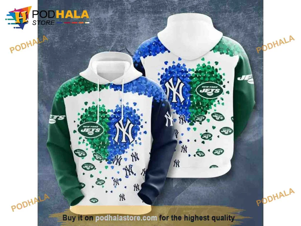 Dynamic New York Yankees 3d Hoodie With Vibrant Green And Blue Design