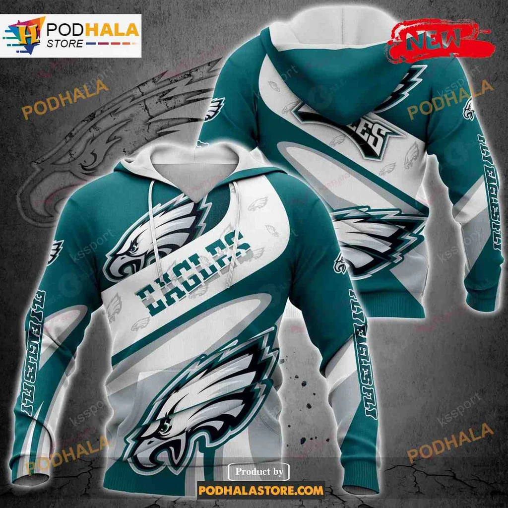 Dynamic Philadelphia Eagles 3d Hoodie Featuring Fierce Eagle Graphic