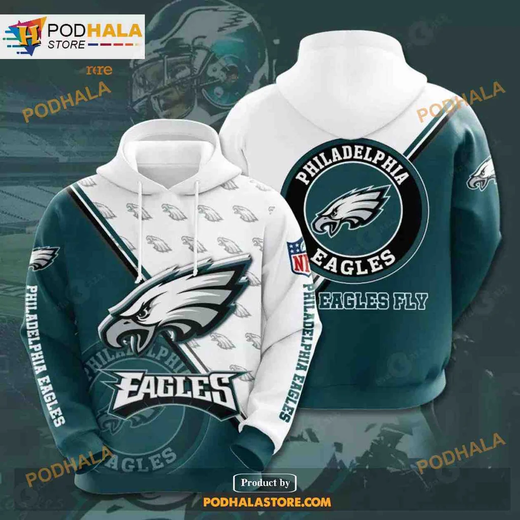 Dynamic Philadelphia Eagles 3d Hoodie With Bold Team Logo Design