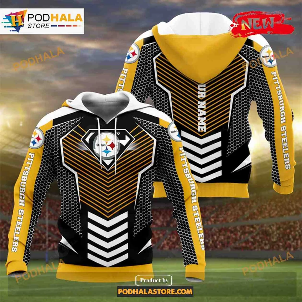 Dynamic Pittsburgh Steelers Superman 3d Hoodie With Bold Team Logo