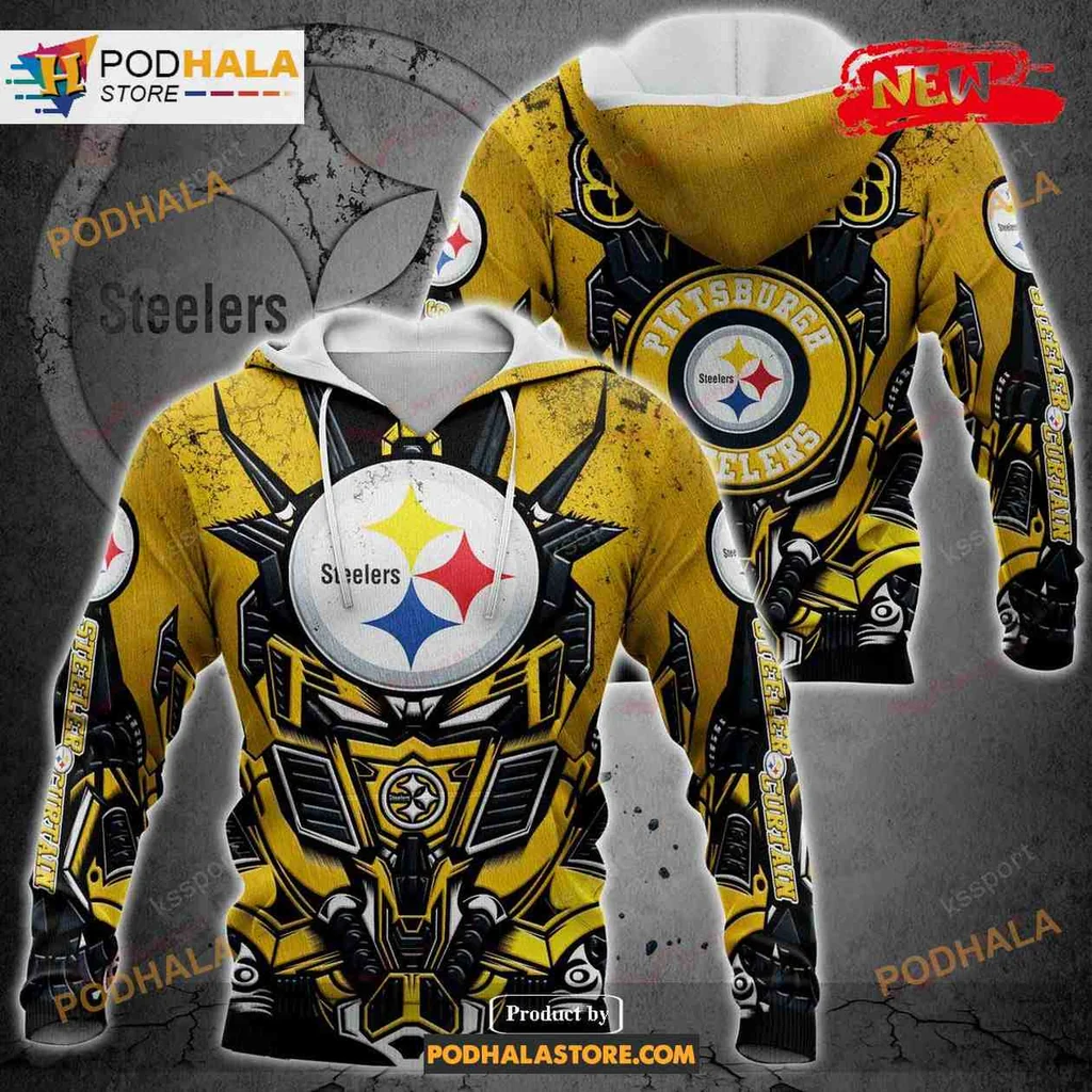 Dynamic Pittsburgh Steelers Transformer 3d Hoodie With Bold Robotic Design