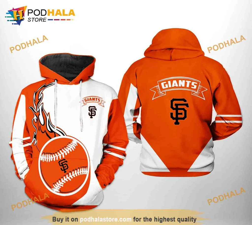 Dynamic San Francisco Giants 3d Hoodie With Baseball And Flame Design