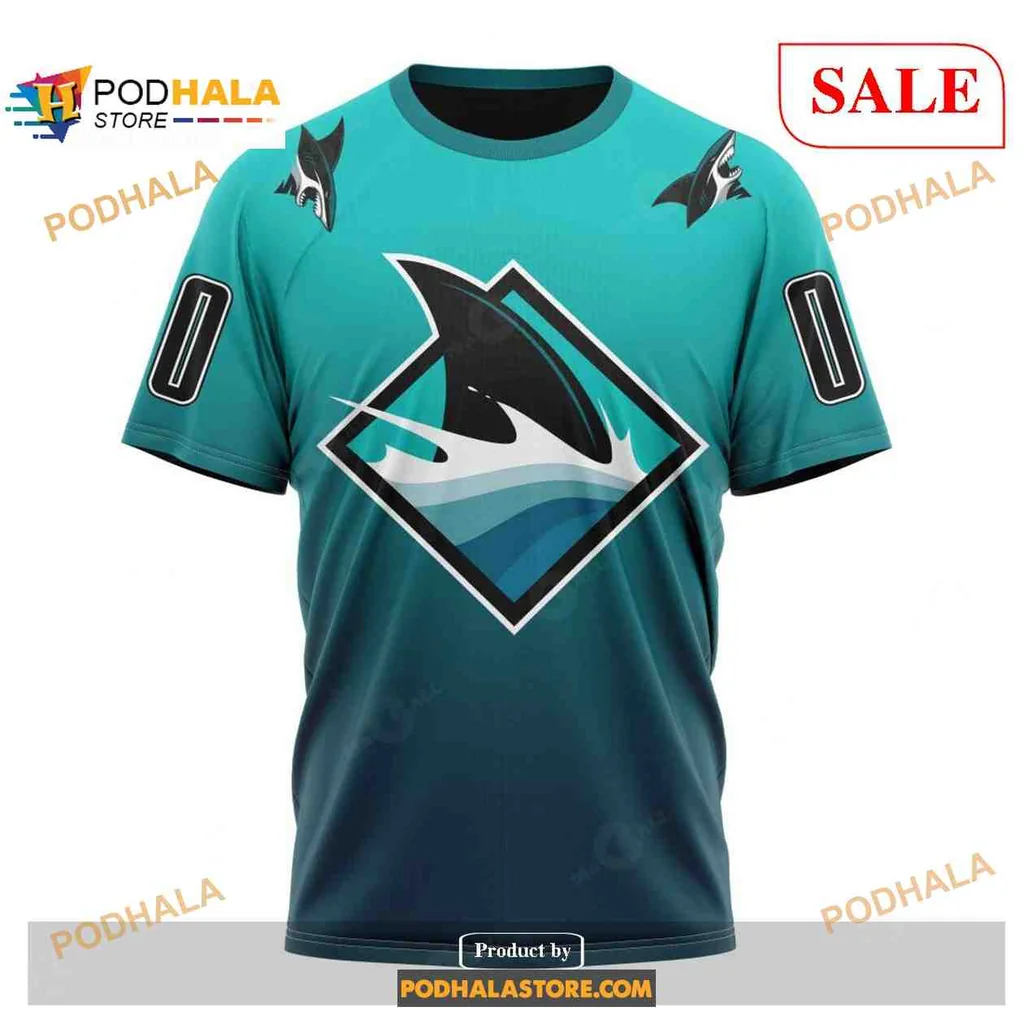 Dynamic San Jose Sharks AOP Hoodie With Gradient Shark Fin Design Dynamic San Jose Sharks AOP Hoodie With Gradient Shark Fin Design