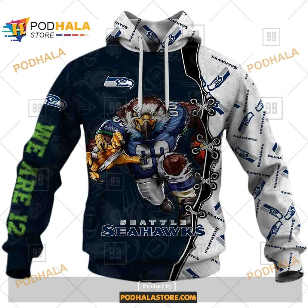 Dynamic Seahawks Football Player 3d Hoodie Featuring Bold Team Colors