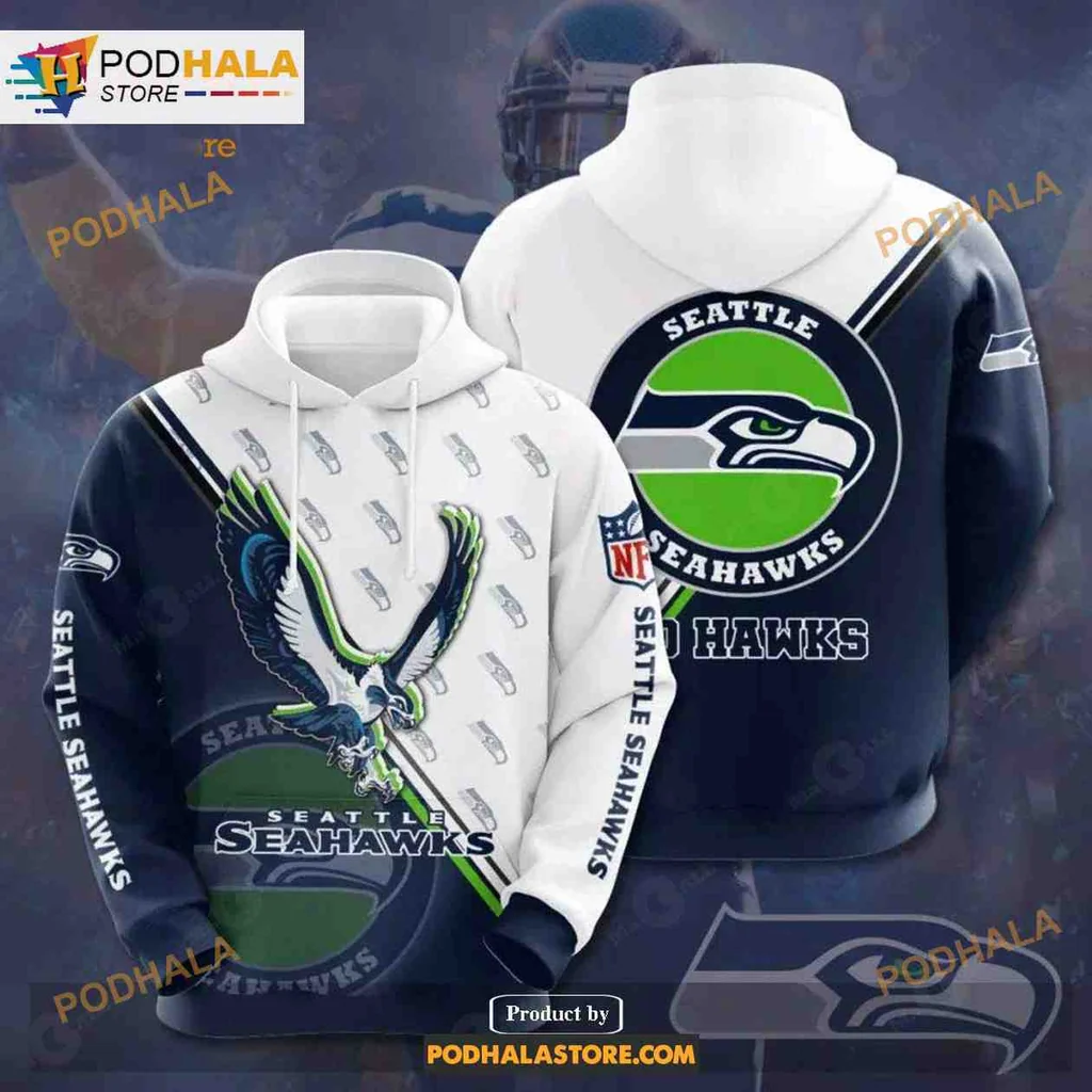 Dynamic Seattle Seahawks 3d Hoodie Featuring Iconic Team Logo And Colors