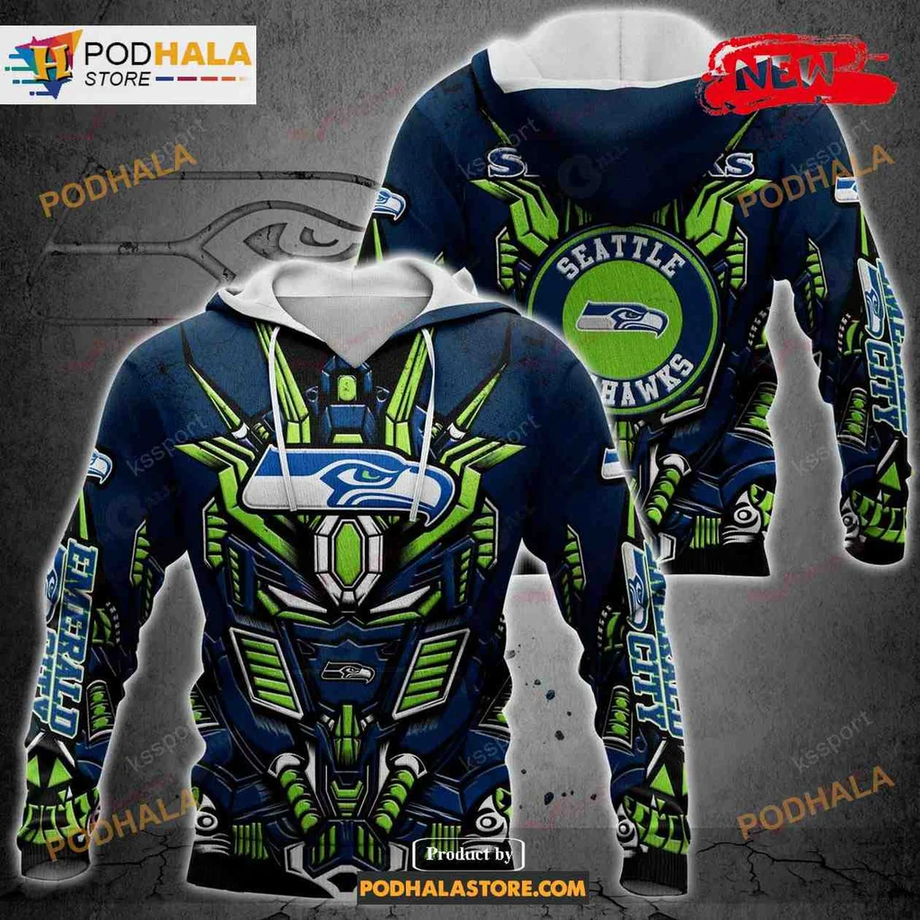 Dynamic Seattle Seahawks 3d Hoodie With Futuristic Design Elements