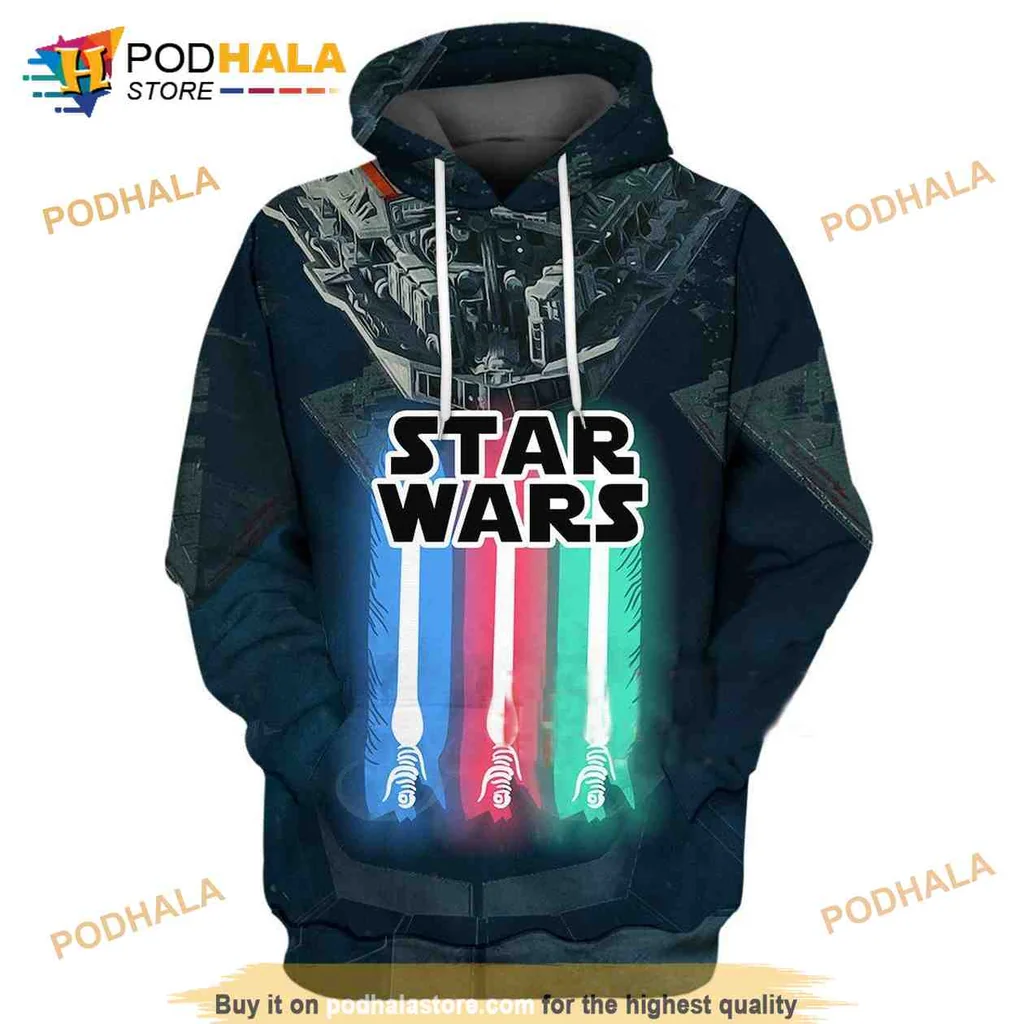 Dynamic Star Wars Lightsaber 3d Hoodie Featuring Bold Graphics