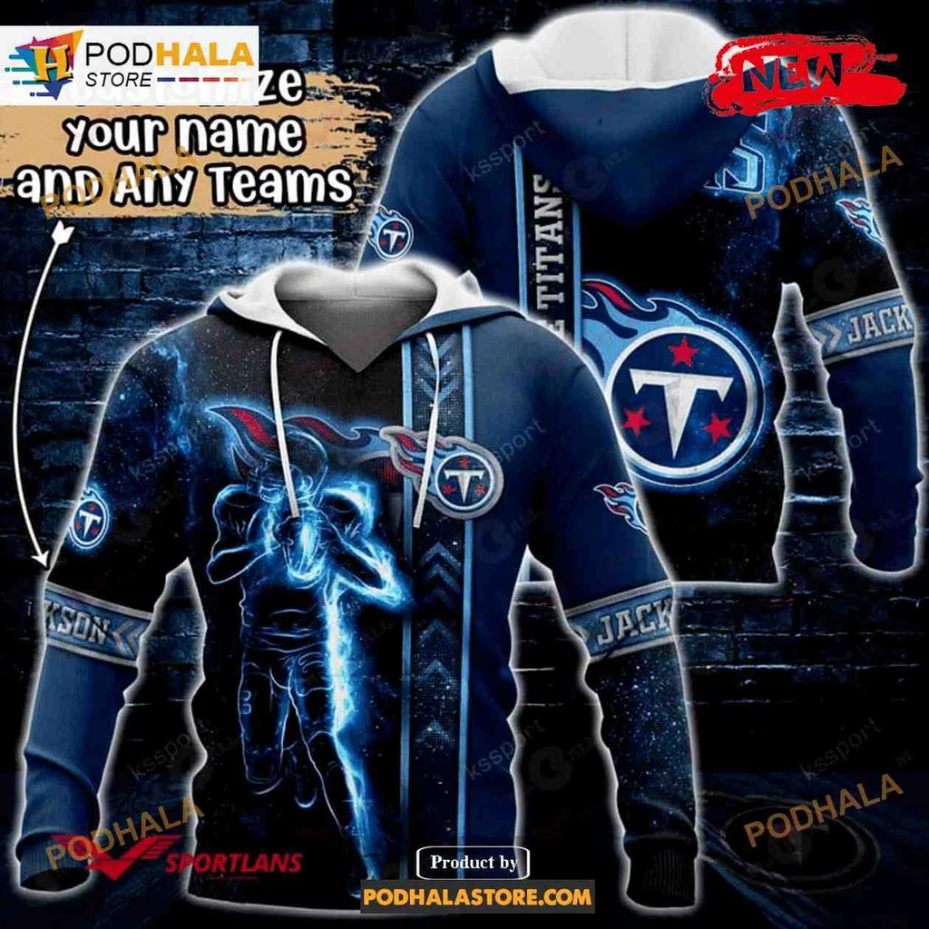 Dynamic Tennessee Titans 3d Hoodie With Bold Player Action Design