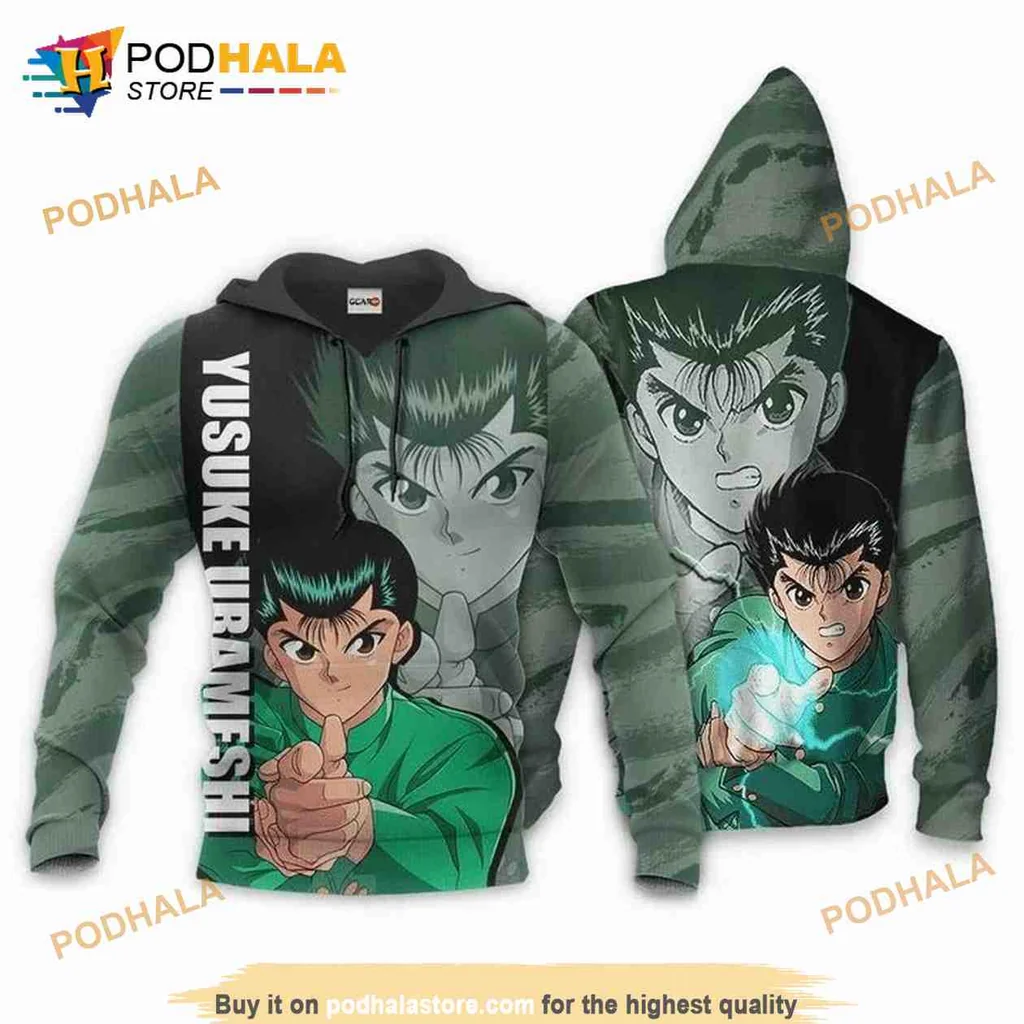 Dynamic Urameshi Yusuke 3d Hoodie With Bold Action Design