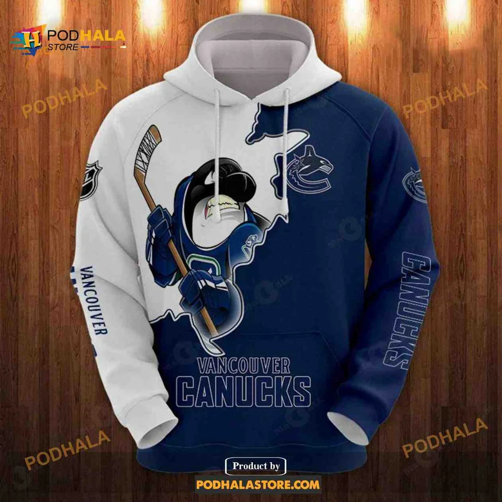 Dynamic Vancouver Canucks Hockey Player 3d Hoodie With Bold Team Colors