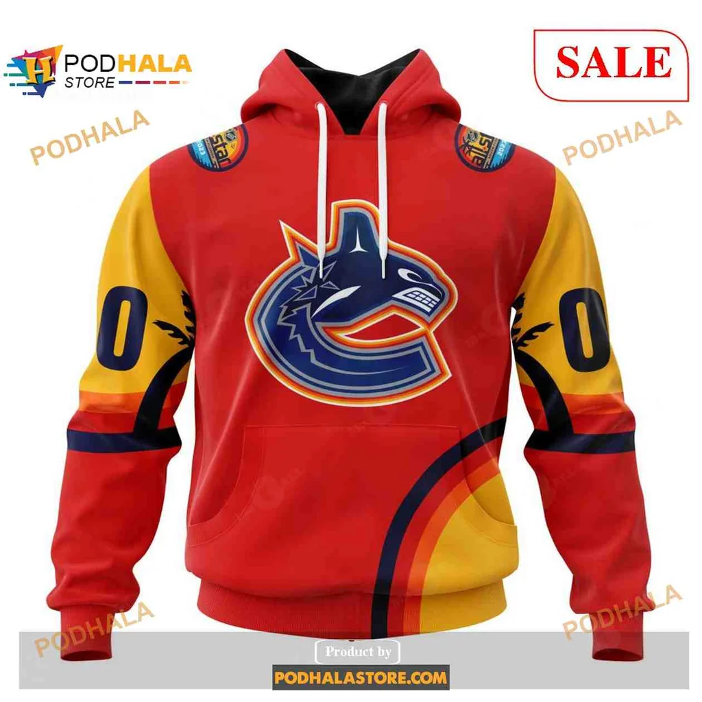 Dynamic Vancouver Canucks Orca 3d Hoodie With Bold Sunset Design