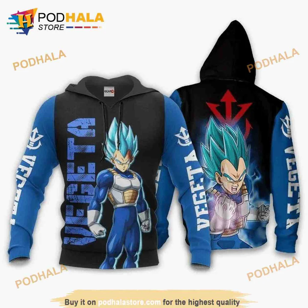 Dynamic Vegeta Saiyan Blue 3d Hoodie Featuring Bold Anime Design