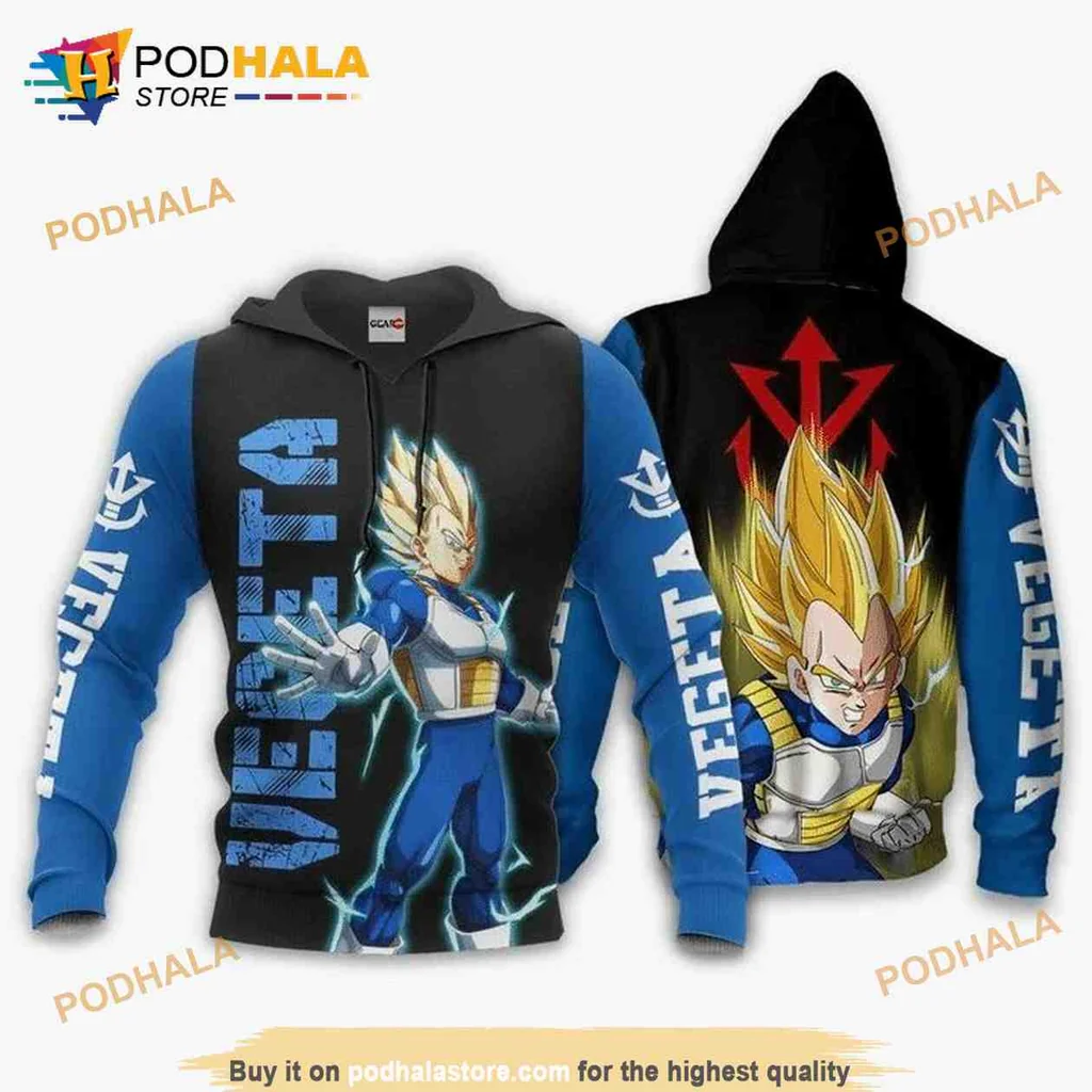 Dynamic Vegeta Super Saiyan 3d Hoodie With Bold Graphic Design