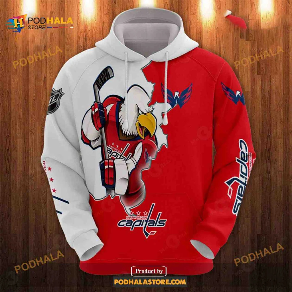 Dynamic Washington Capitals Eagle 3d Hoodie, Vibrant Team Colors Design