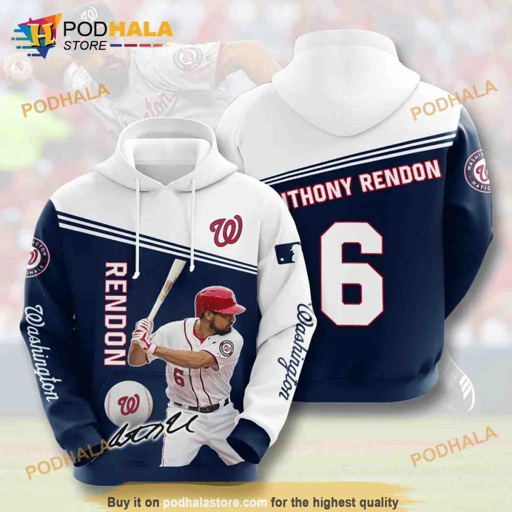 Dynamic Washington Nationals Baseball Player 3d Hoodie Featuring Anthony Rendon