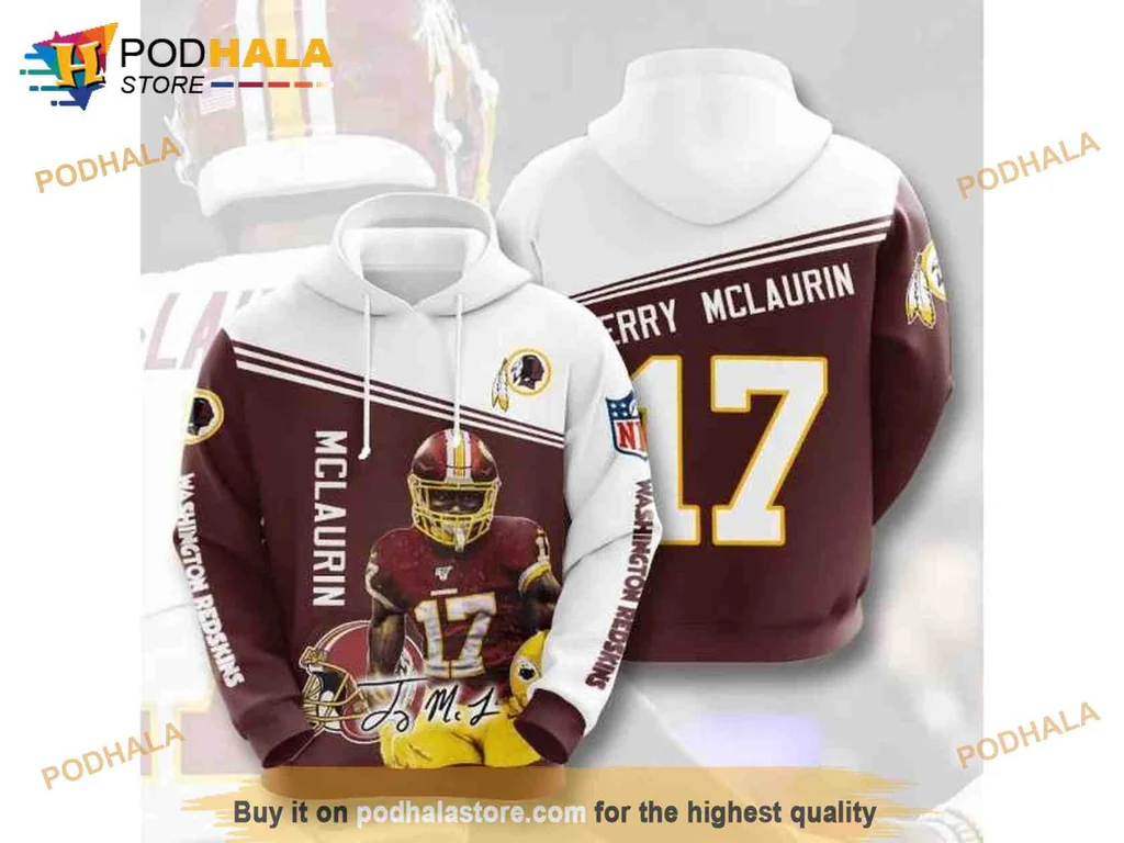 Dynamic Washington Redskins Terry Mclaurin 17 3d Hoodie In Burgundy And Gold