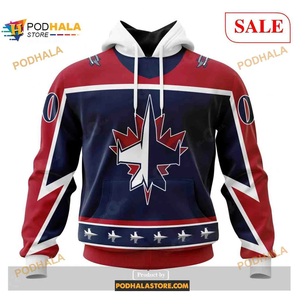 Dynamic Winnipeg Jets 3d Hoodie With Bold Jet And Maple Leaf Design