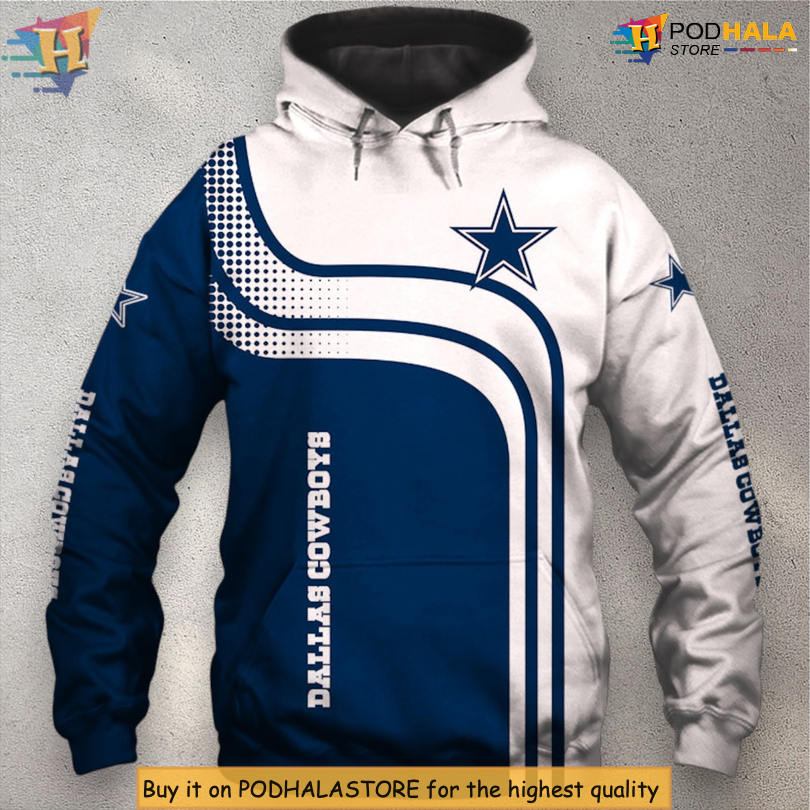 Dynamic Zip Up Edition Dallas Cowboys Hoodie Mens 3D One Way Design