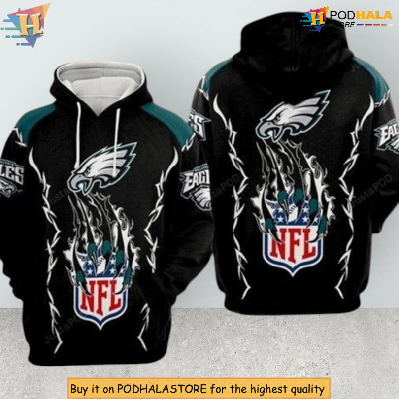 Eagles Claws Graphic Style Philadelphia Eagles 3D Hoodie NFL Football