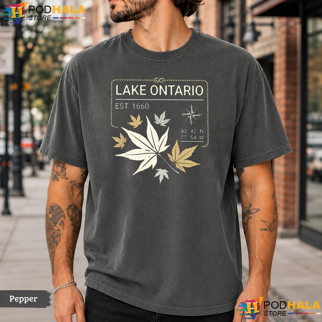 Earthy Coordinates Lake Ontario Comfort Colors T-Shirt Est 1660 Apparel