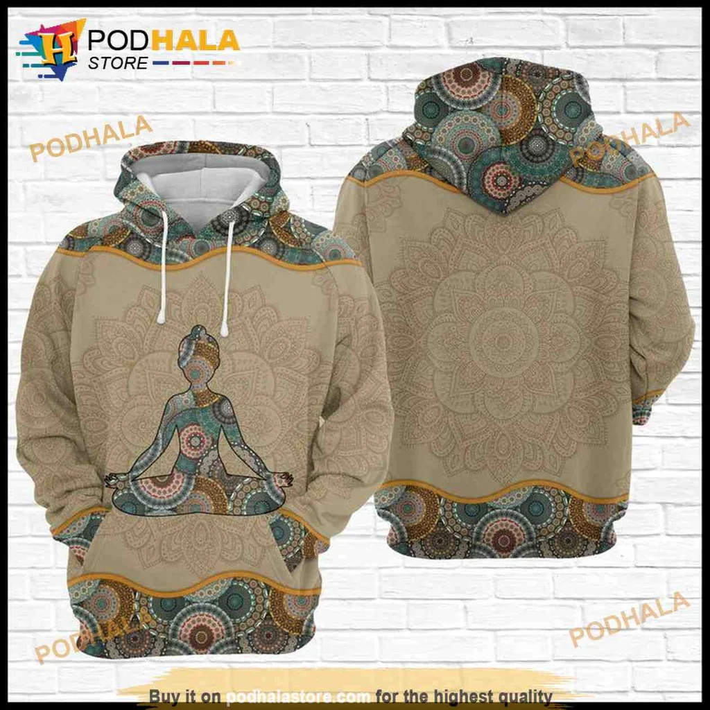 Earthy Mandala Yoga 3d Hoodie With Meditative Design And Vibrant Colors