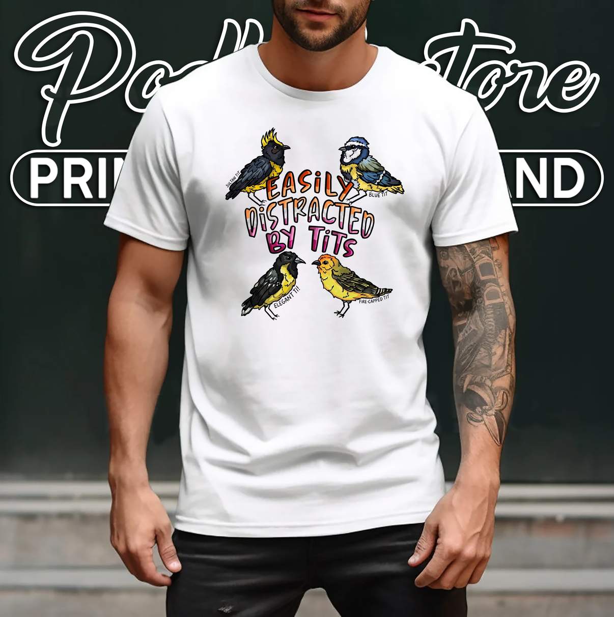 Easily Distracted By Tits Bird Tshirt Funny Sultan Blue Elegant Graphic Men Easily Distracted By Tits Bird Tshirt Funny Sultan Blue Elegant Graphic Men