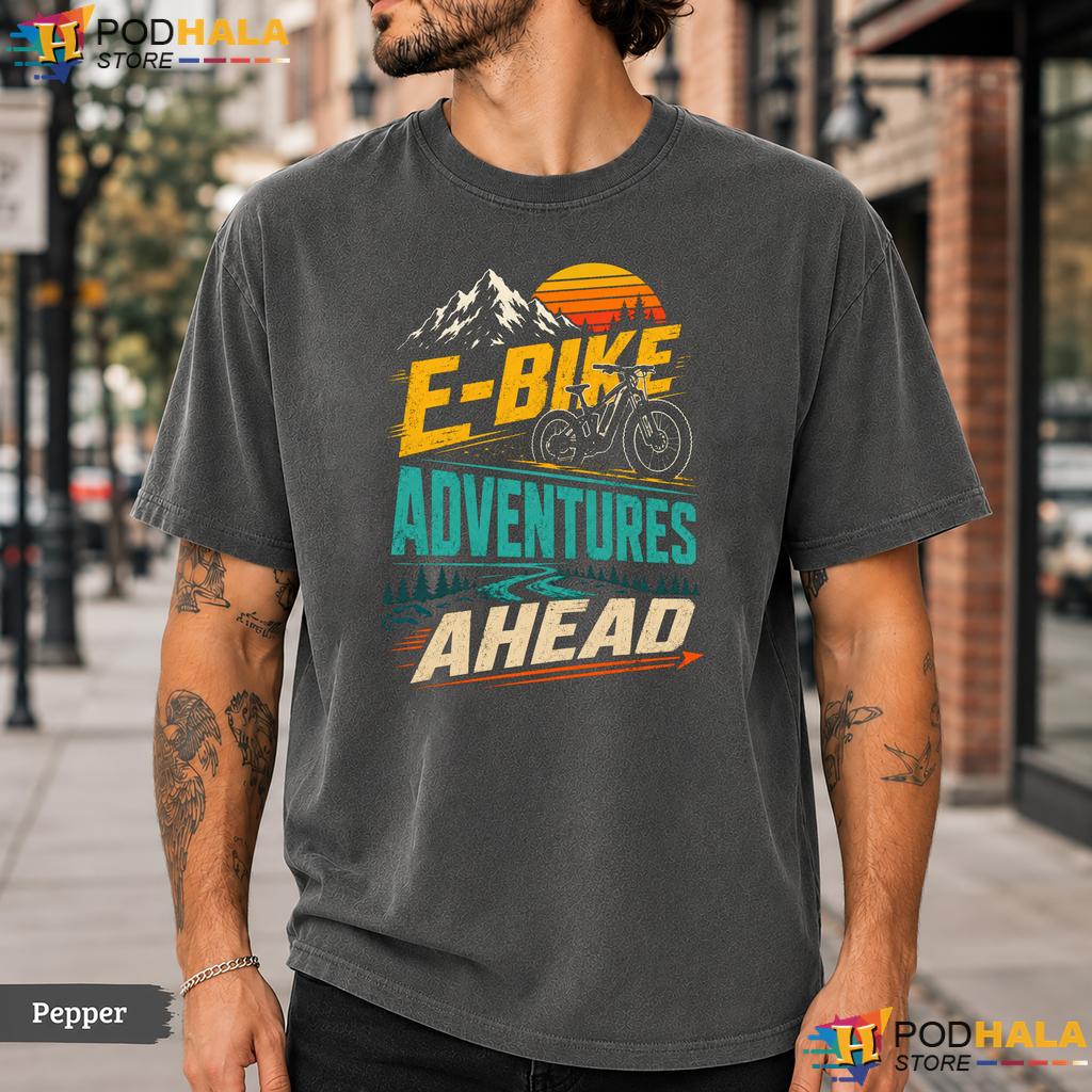 EBike Rider Comfort Colors T-Shirt Funny E Bike Adventures Ahead Graphic