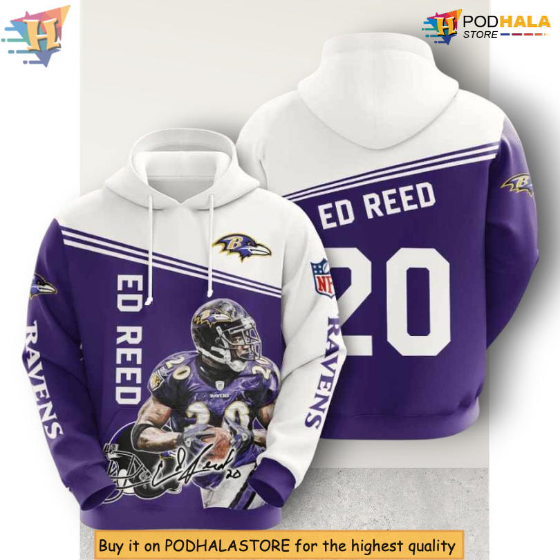 Ed Reed USA Sport Edition NFL Baltimore Ravens 3D All Over Print Hoodie