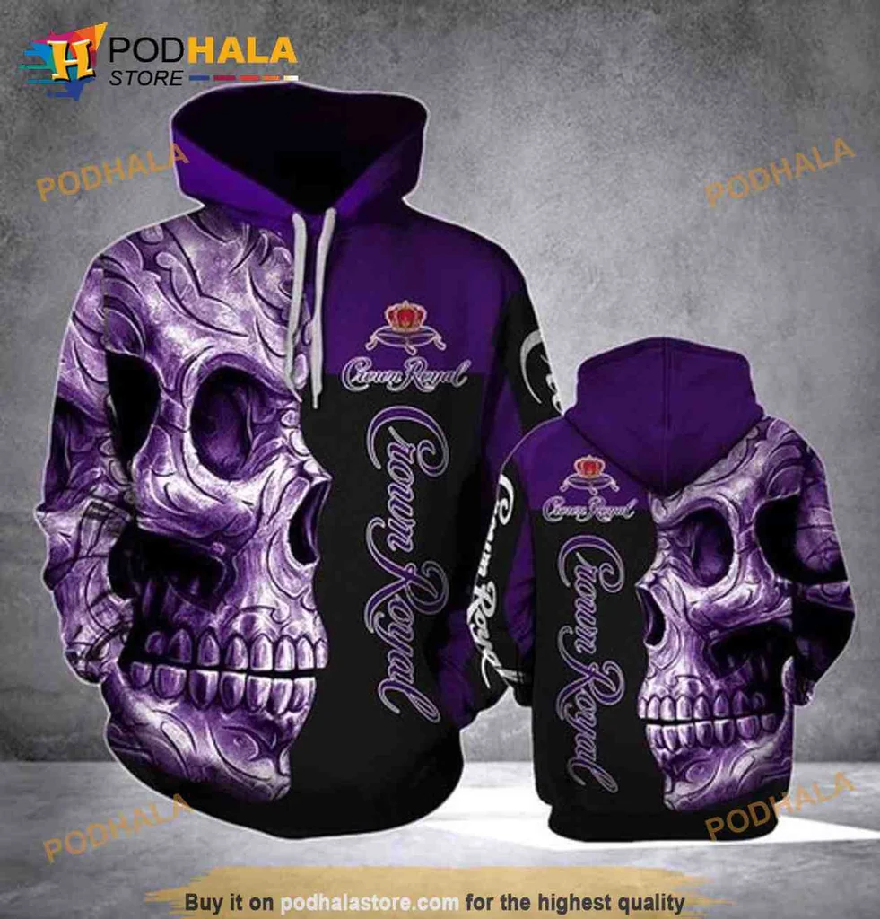 Edgy Crown Royal Skull 3d Hoodie With Intricate Gothic Patterns