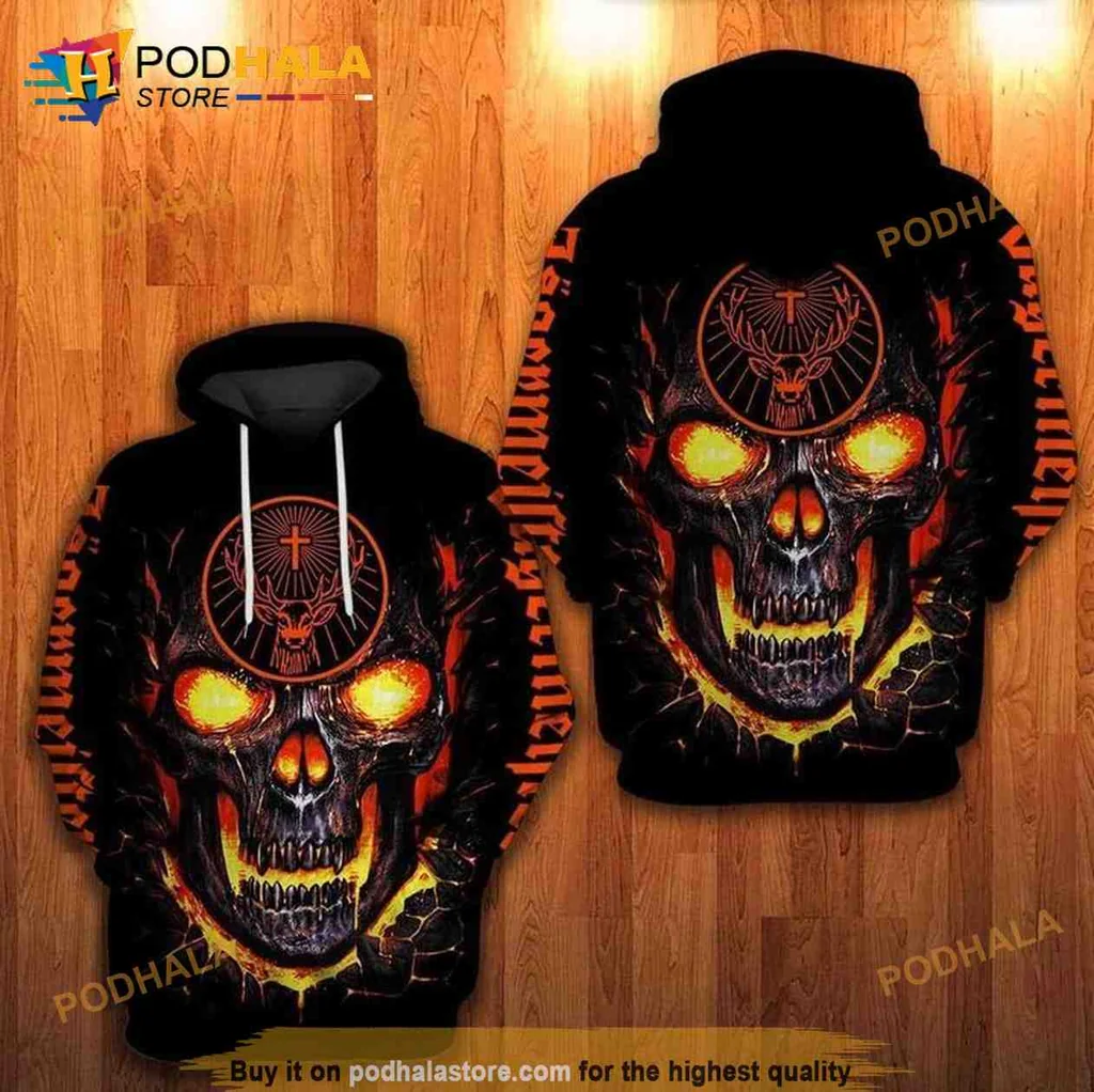 Edgy Fire Skull 3d Hoodie With Glowing Eyes And Fiery Elements