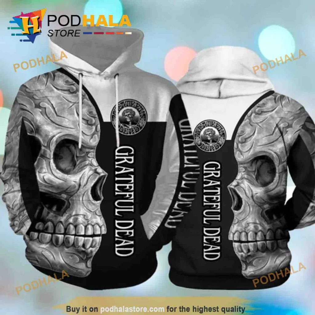 Edgy Grateful Dead Skull 3d Hoodie With Striking Rock Culture Design