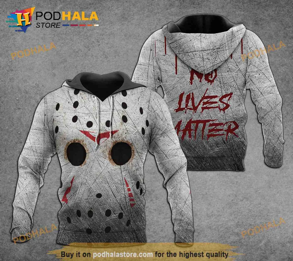Edgy Jason Voorhees 3d Hoodie Featuring Distressed No Lives Matter Design