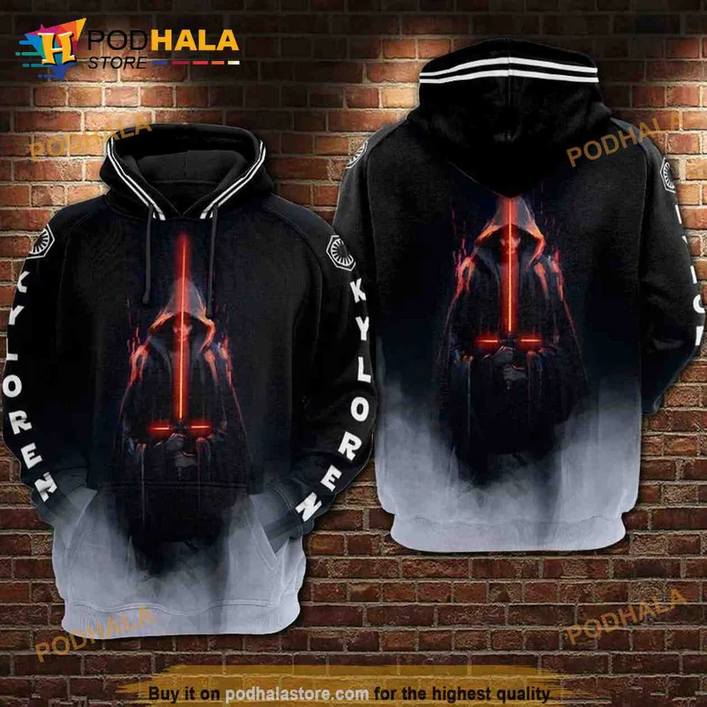 Edgy Kylo Ren 3d Hoodie Featuring Dark Design And Red Electric Sword