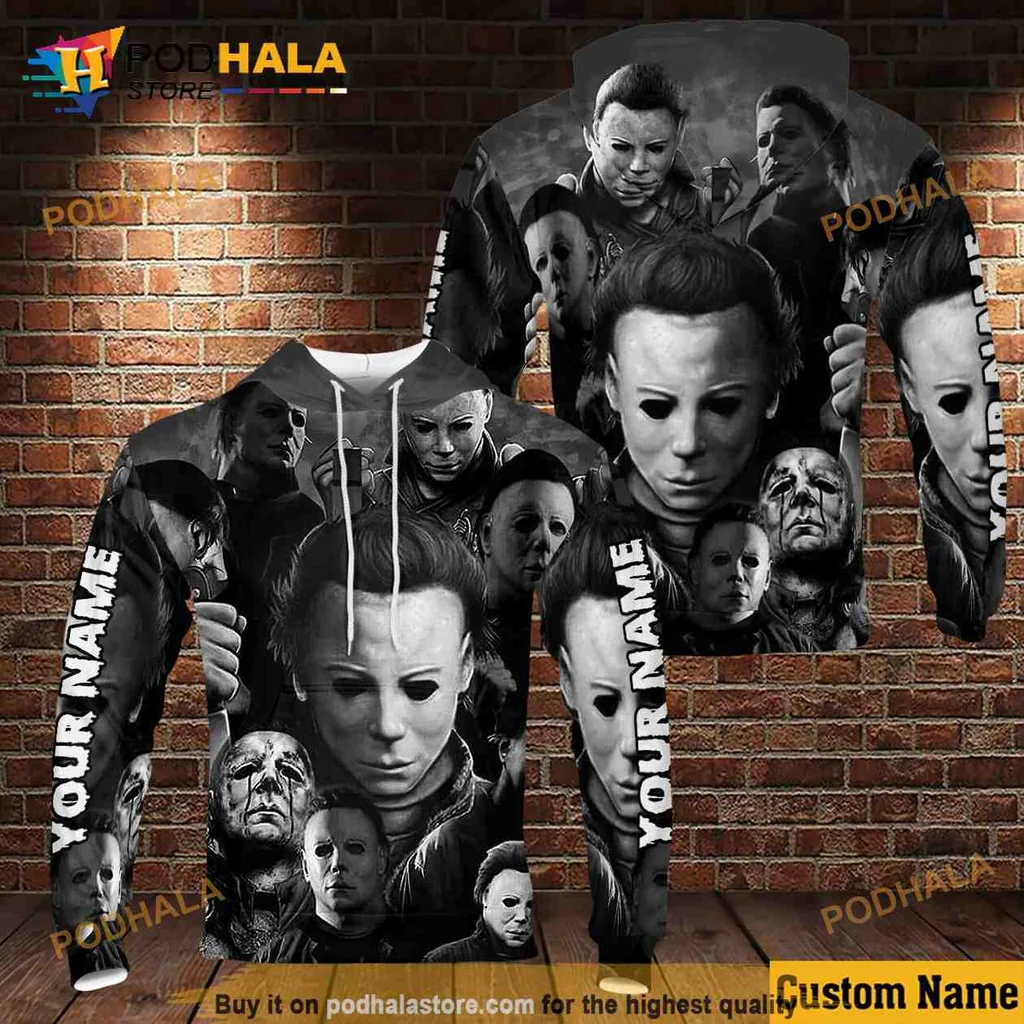 Edgy Michael Myers 3d Hoodie, Eerie Design For Horror Movie Fans