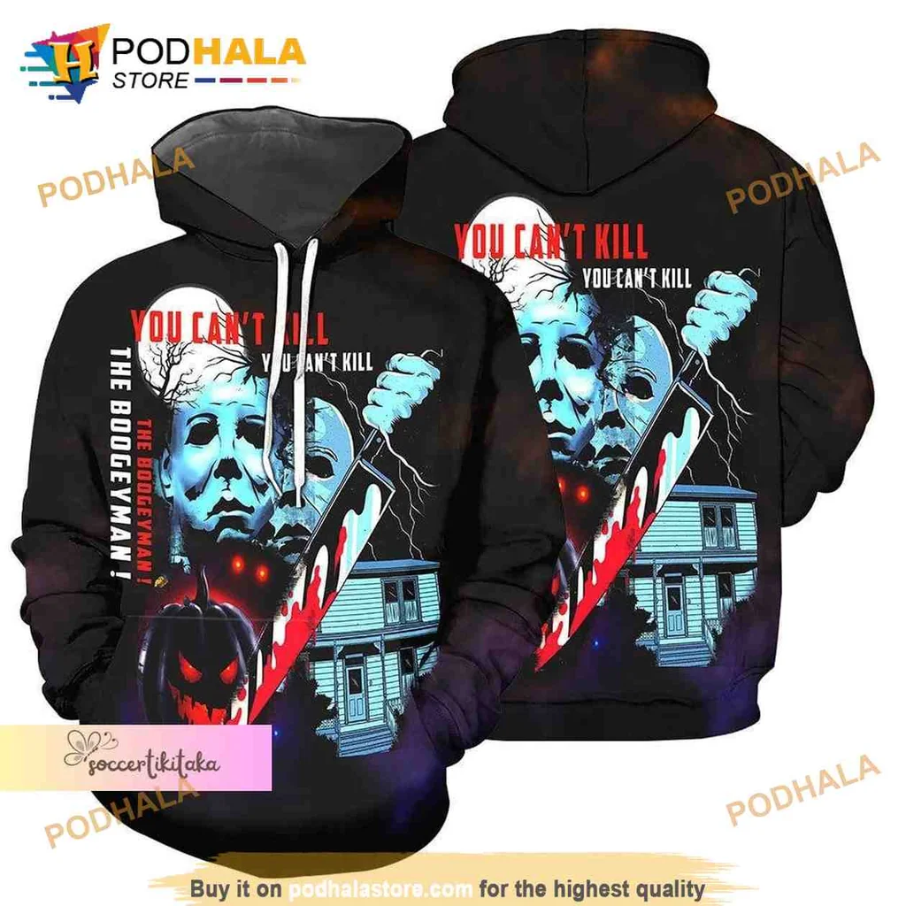 Edgy Michael Myers 3d Hoodie, You Cant Kill The Boogeyman Design