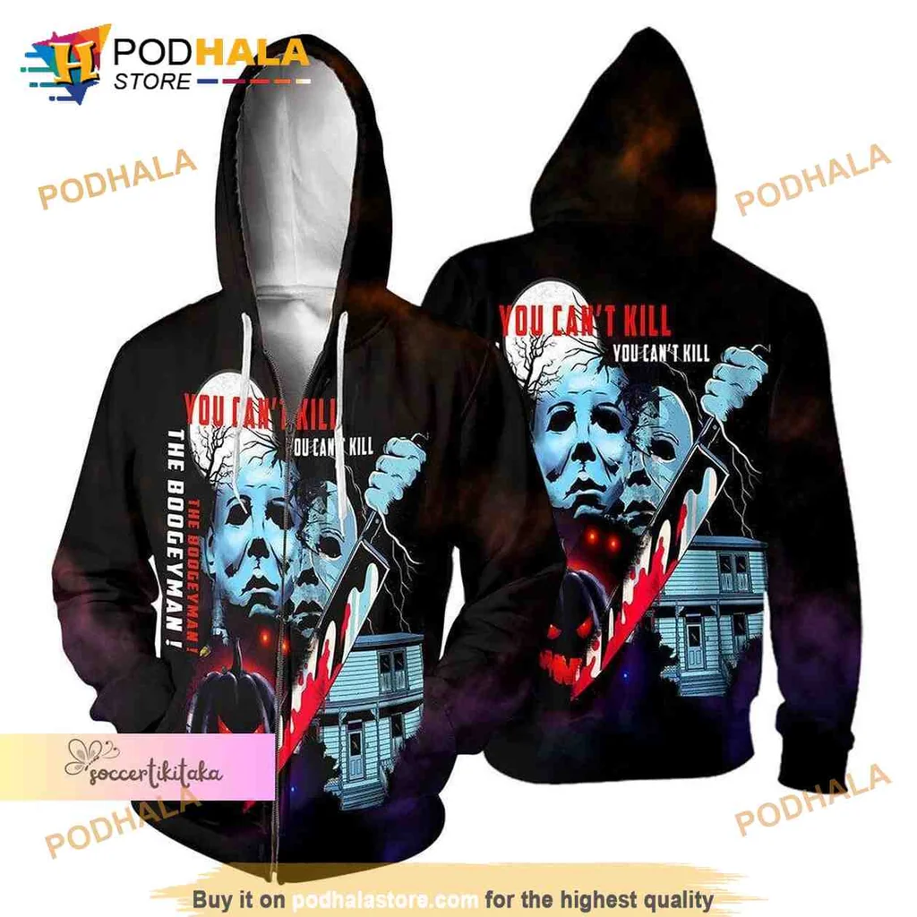 Edgy Michael Myers All Over Print Hoodie, You Cant Kill The Boogeyman Design Edgy Michael Myers All Over Print Hoodie, You Cant Kill The Boogeyman Design