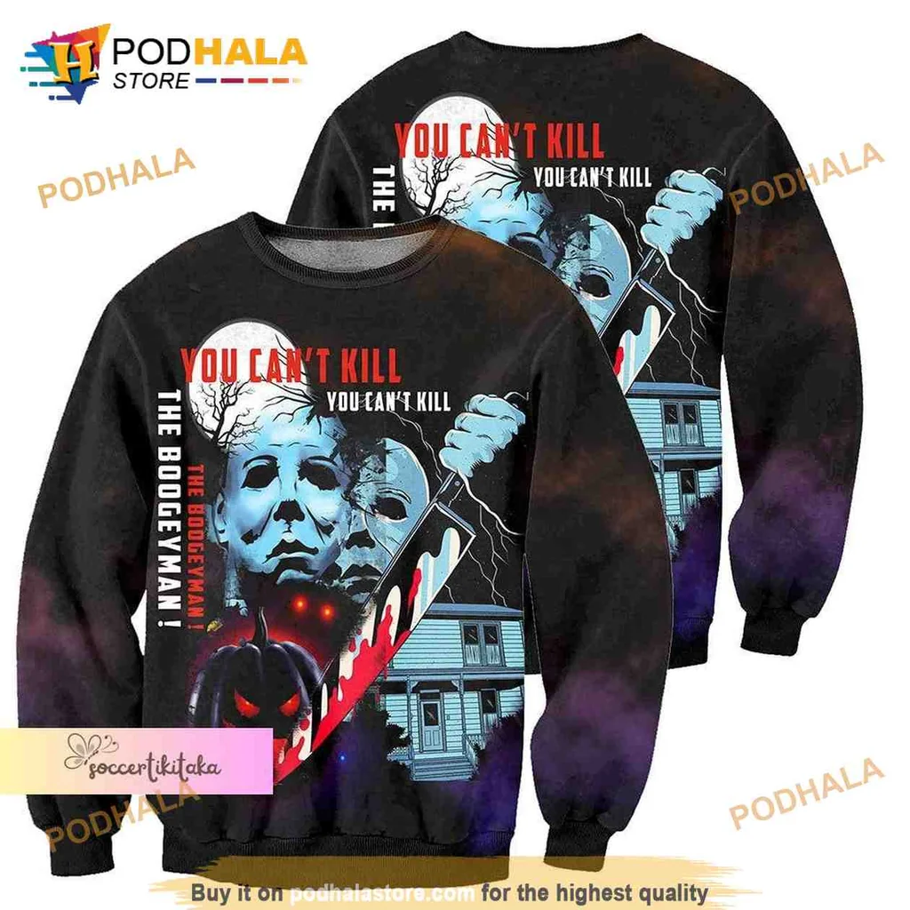 Edgy Michael Myers AOP Hoodie, You Cant Kill The Boogeyman Design Edgy Michael Myers AOP Hoodie, You Cant Kill The Boogeyman Design