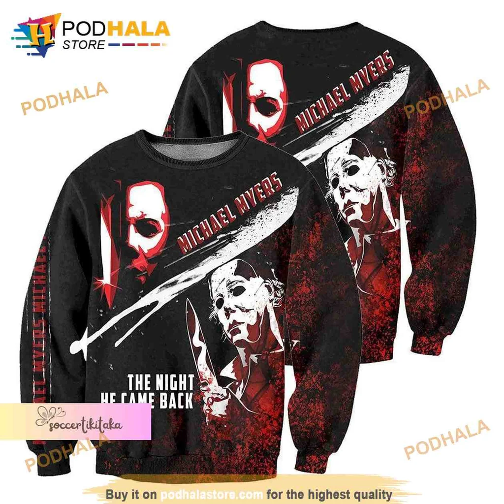 Edgy Michael Myers Horror 3D Print Hoodie, The Night He Came Back Design Edgy Michael Myers Horror 3D Print Hoodie, The Night He Came Back Design