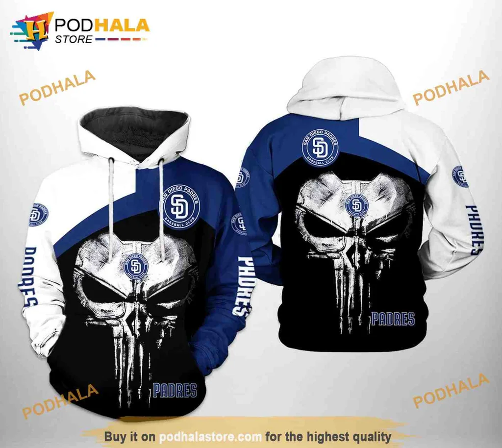 Edgy San Diego Padres Skull 3d Hoodie With Fierce Design