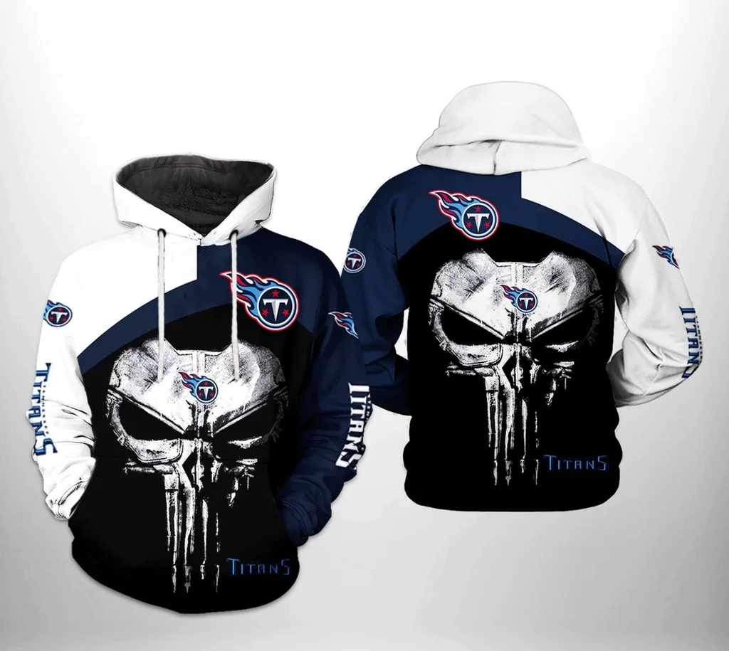 Edgy Tennessee Titans Skull 3d Hoodie With Punisher Design