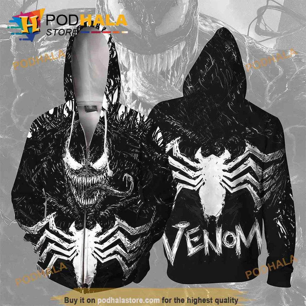Edgy Venom Spider 3d Hoodie With Sinister Graphic Design