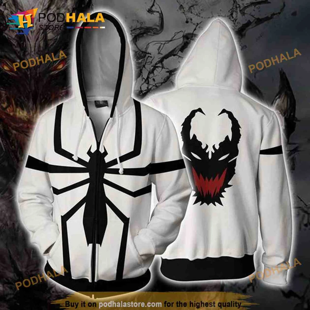 Edgy Venom Spider Emblem 3d Printed Hoodie With Bold Graphic Design