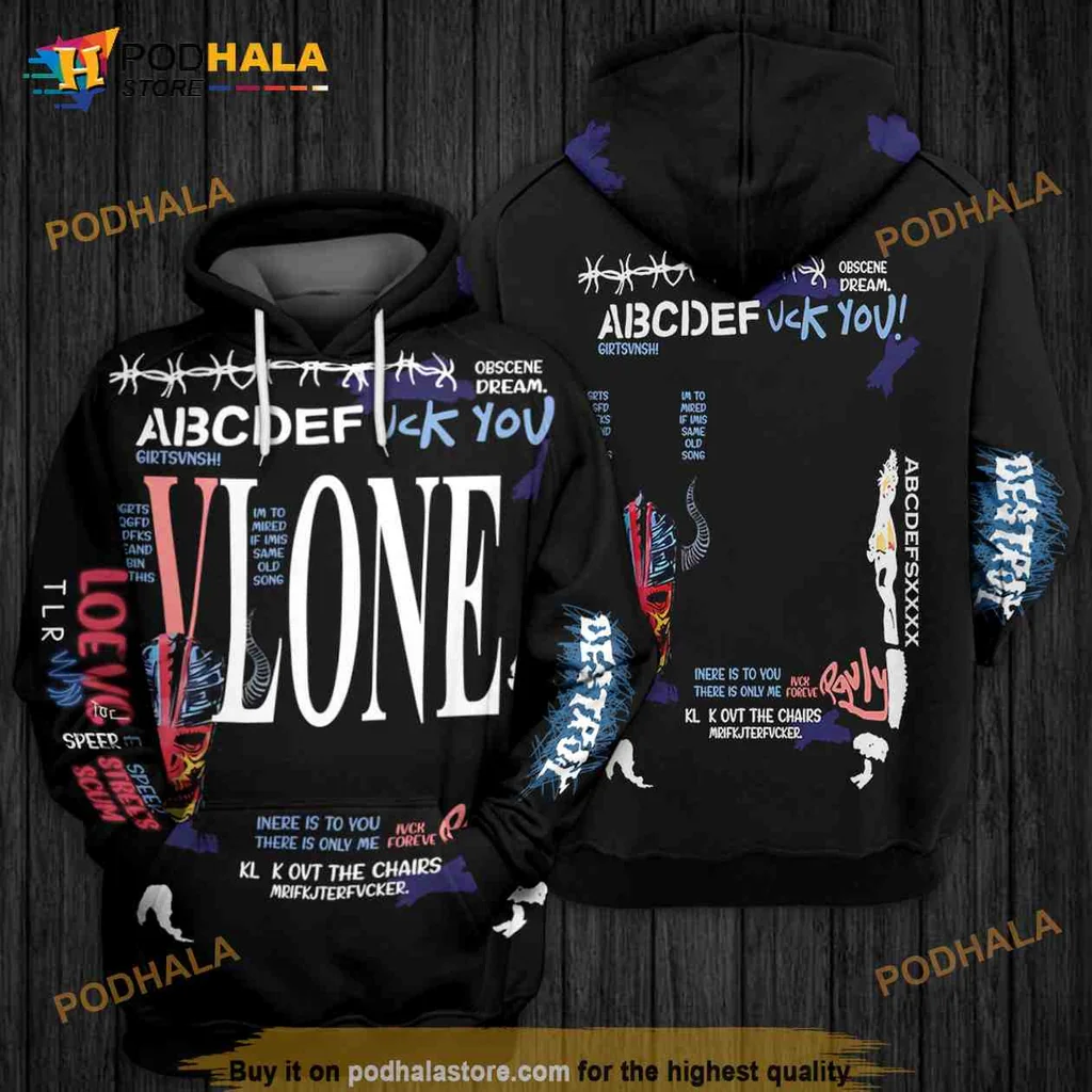 Edgy Vlone Graffiti 3d Hoodie With Bold Design