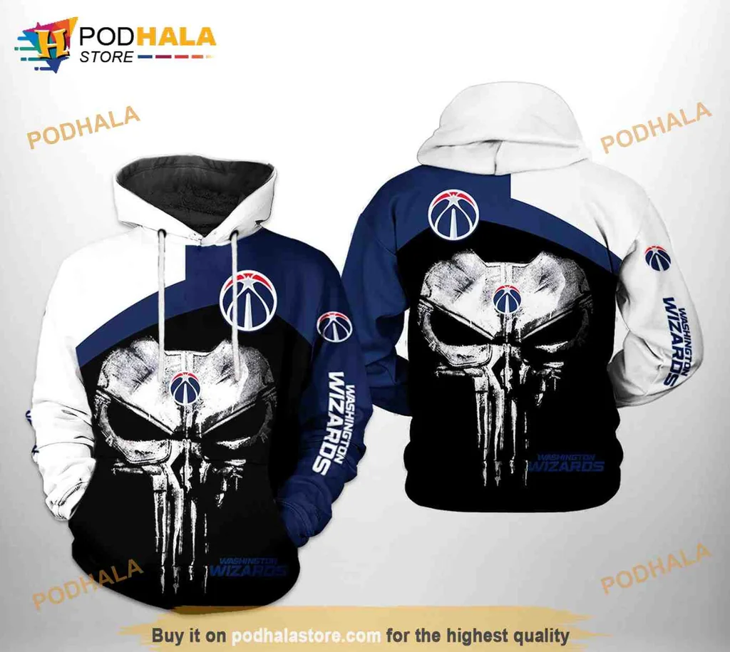 Edgy Washington Wizards Skull 3d Hoodie With Fierce Design