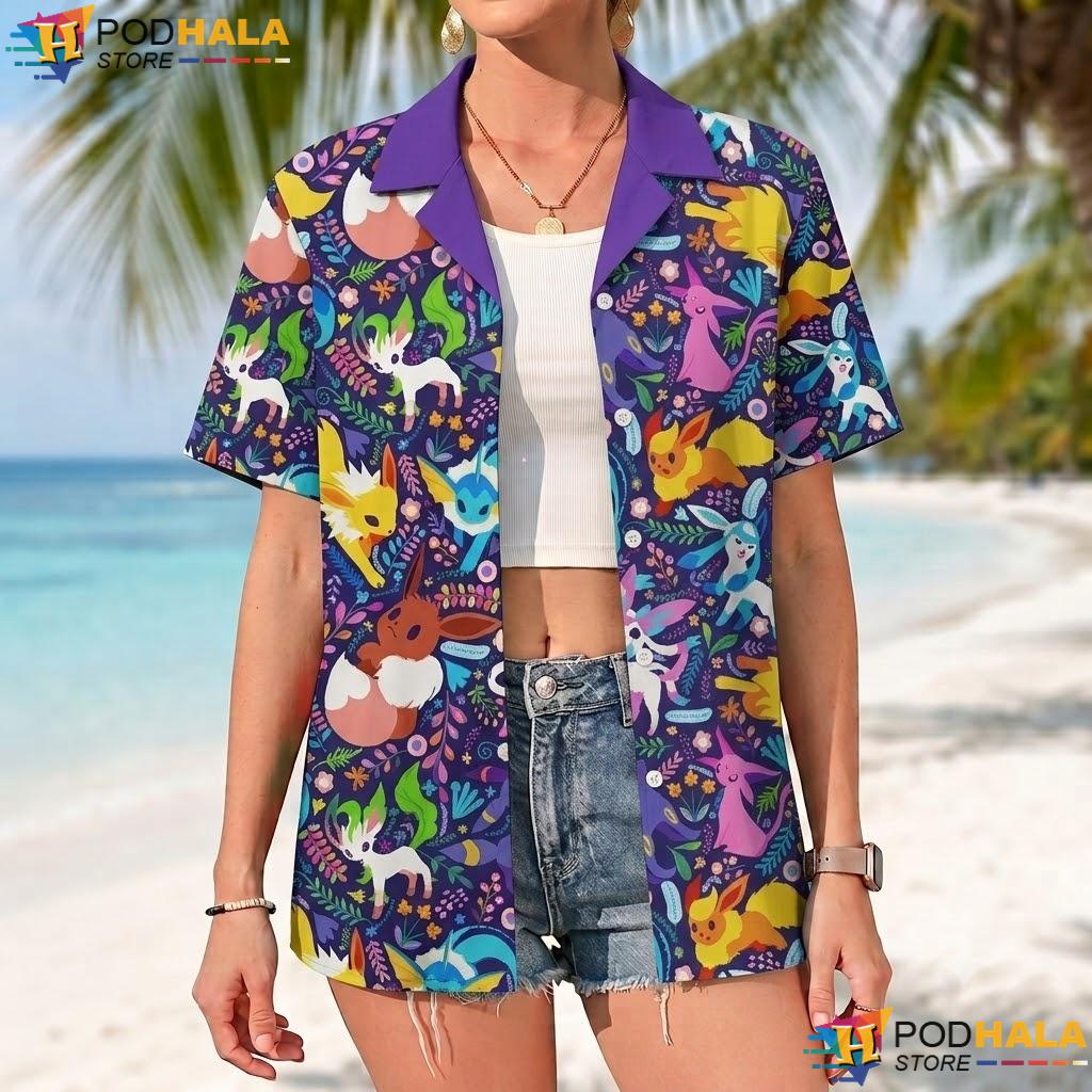 Eevee Evolutions Dark Tropical Shirt Kawaii Fantasy Pattern Apparel Eevee Evolutions Dark Tropical Shirt Kawaii Fantasy Pattern Apparel